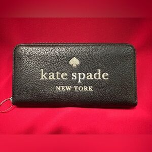 Kate Spade Black Pebbled Leather Ella Large Continental Wallet
